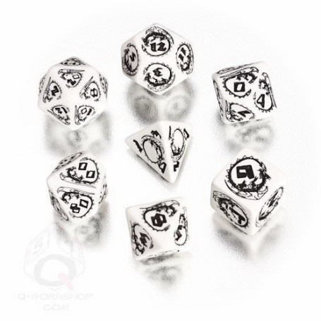 QW SET DADOS DRAGONES BLANCO