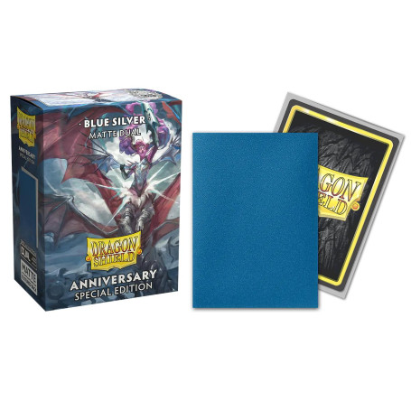 DRAGON SHIELD FUNDAS BLUE SILVER MATTE DUAL 100 ANNIVERSARY SPECIAL EDITION