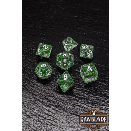RAWBLADE SET DADOS TRANSPARENTE GLITTER VERDE