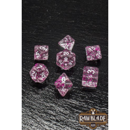 RAWBLADE SET DADOS TRANSPARENTE GLITTER ROSA